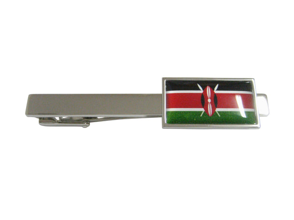 Thin Bordered Kenya Flag Pendant Square Tie Clip