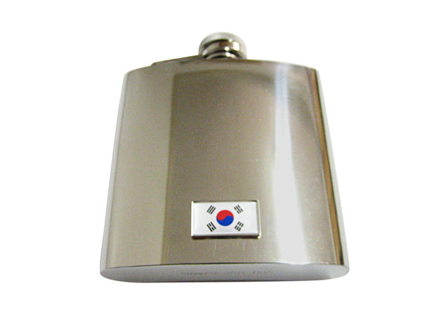 Thin Bordered Korea Flag Pendant 6 Oz. Stainless Steel Flask