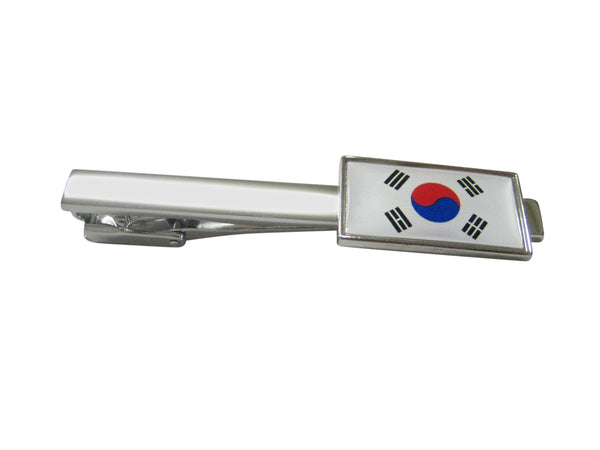 Thin Bordered Korea Flag Square Tie Clip