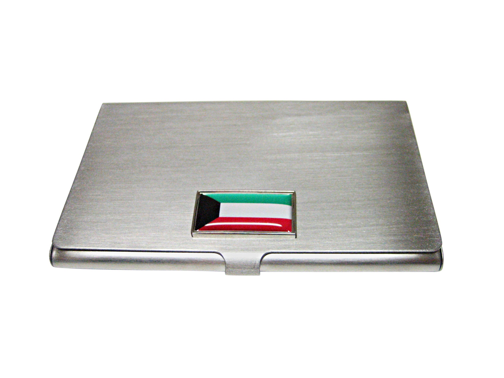 Thin Bordered Kuwait Flag Pendant Business Card Holder