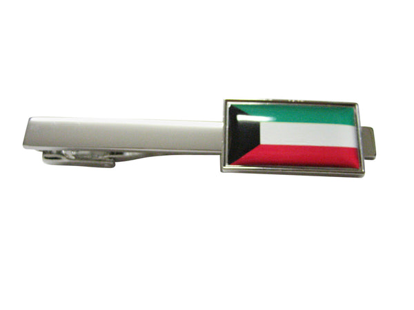 Thin Bordered Kuwait Flag Square Tie Clip