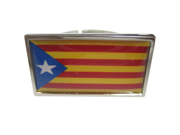 Thin Bordered La Senyera Estelada Catalonia Flag Adjustable Size Fashion Ring