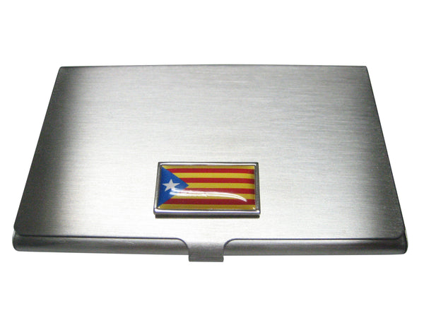 Thin Bordered La Senyera Estelada Catalonia Flag Business Card Holder