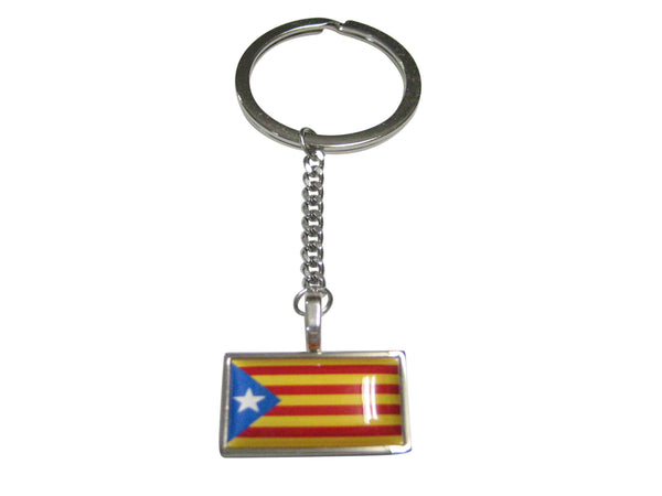 Thin Bordered La Senyera Estelada Catalonia Flag Pendant Keychain