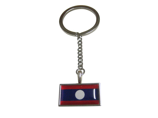 Thin Bordered Laos Flag Pendant Keychain