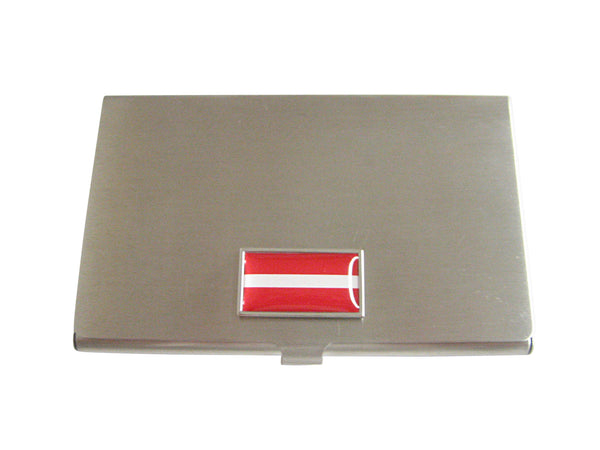 Thin Bordered Latvia Country Flag Business Card Holder
