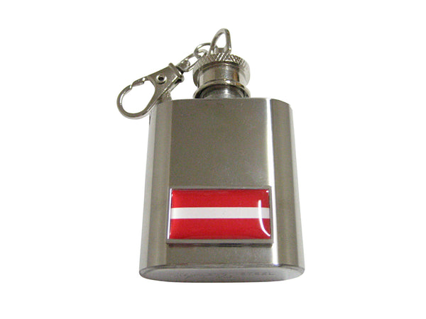 Thin Bordered Latvia Flag Pendant 1 Oz. Stainless Steel Key Chain Flask