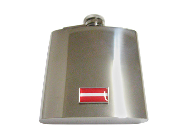 Thin Bordered Latvia Flag Pendant 6 Oz. Stainless Steel Flask