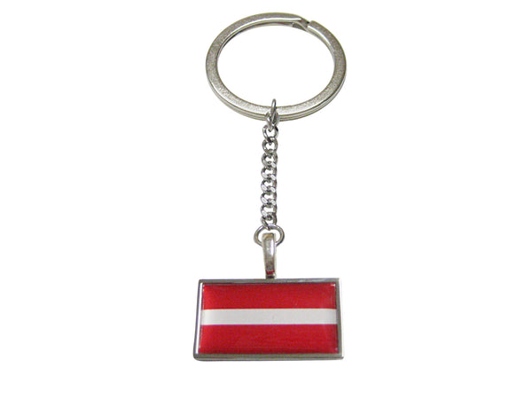 Thin Bordered Latvia Flag Pendant Keychain