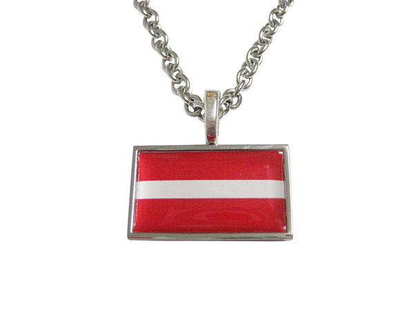 Thin Bordered Latvia Flag Pendant Necklace