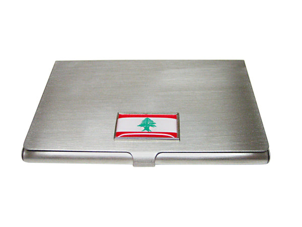 Thin Bordered Lebanon Flag Pendant Business Card Holder