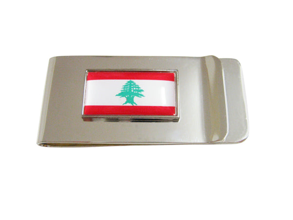 Thin Bordered Lebanon Flag Pendant Money Clip