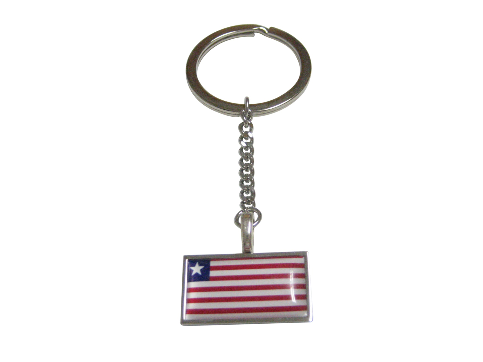 Thin Bordered Liberia Flag Pendant Keychain