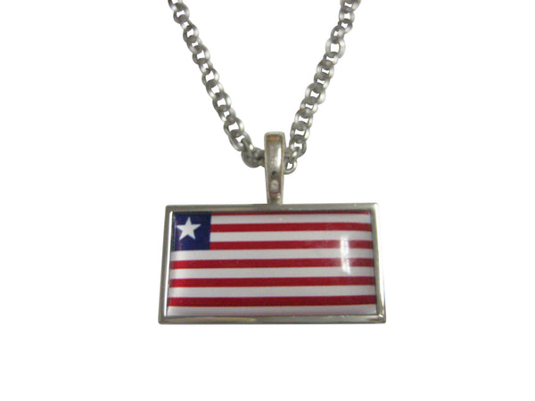 Thin Bordered Liberia Flag Pendant Necklace