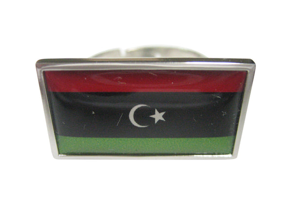 Thin Bordered Libya Flag Adjustable Size Fashion Ring