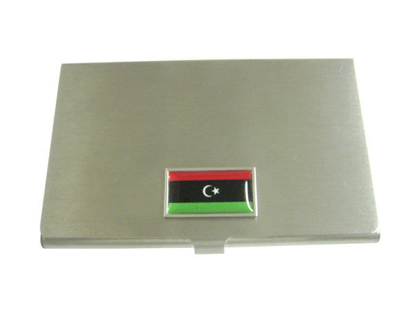 Thin Bordered Libya Flag Pendant Business Card Holder
