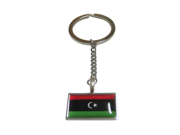 Thin Bordered Libya Flag Pendant Keychain