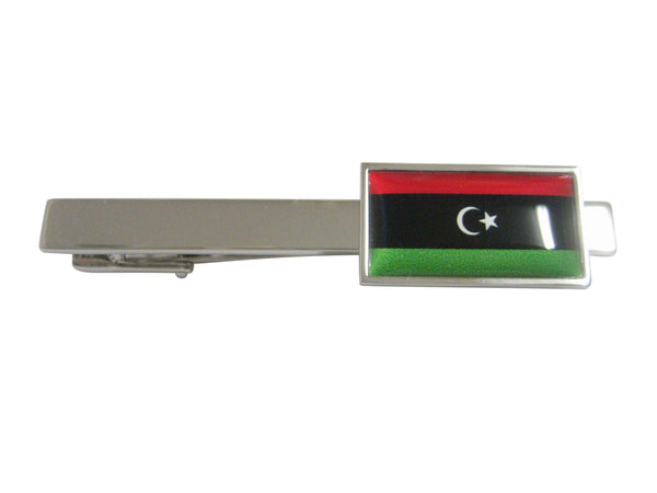 Thin Bordered Libya Flag Pendant Square Tie Clip