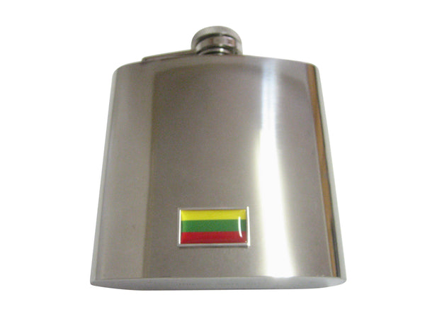 Thin Bordered Lithuania Flag 6 Oz. Stainless Steel Flask