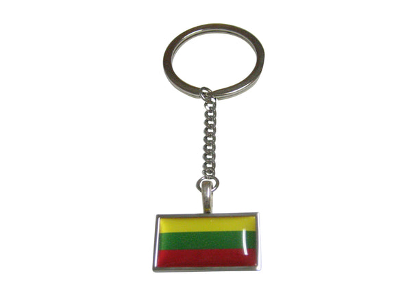 Thin Bordered Lithuania Flag Pendant Keychain