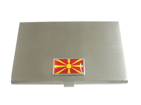 Thin Bordered Macedonia Flag Pendant Business Card Holder