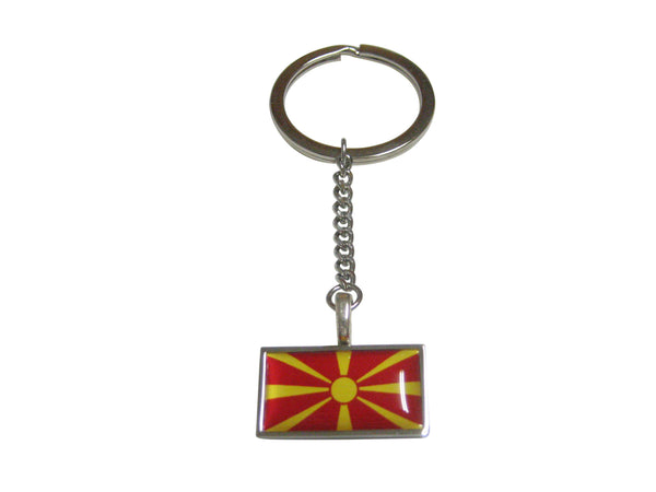 Thin Bordered Macedonia Flag Pendant Keychain
