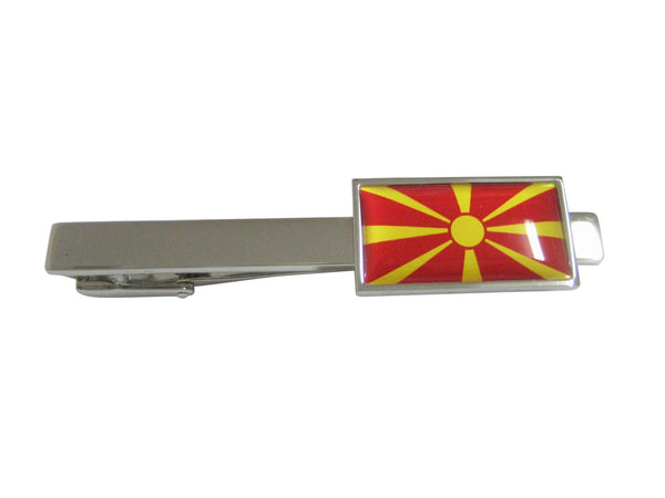 Thin Bordered Macedonia Flag Pendant Square Tie Clip