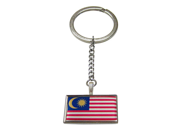 Thin Bordered Malaysia Flag Pendant Keychain
