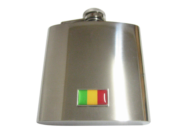 Thin Bordered Mali Flag Pendant 6 Oz. Stainless Steel Flask