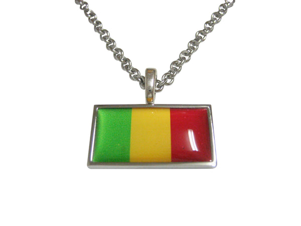 Thin Bordered Mali Flag Pendant Necklace