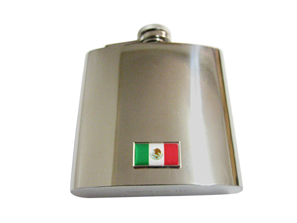 Thin Bordered Mexico Flag 6 Oz. Stainless Steel Flask