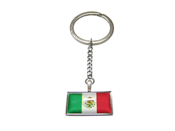 Thin Bordered Mexico Flag Pendant Keychain