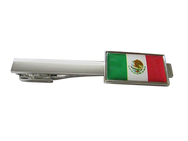 Thin Bordered Mexico Flag Square Tie Clip