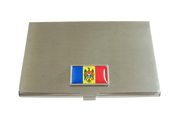 Thin Bordered Moldova Flag Business Card Holder