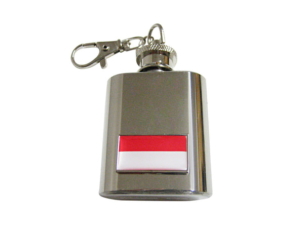 Thin Bordered Monaco Flag Pendant 1 Oz. Stainless Steel Key Chain Flask