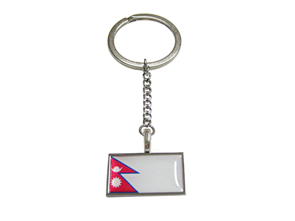 Thin Bordered Nepal Flag Pendant Keychain