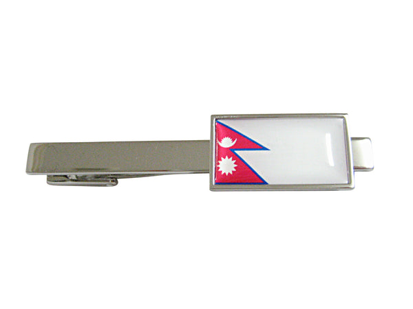 Thin Bordered Nepal Flag Square Tie Clip