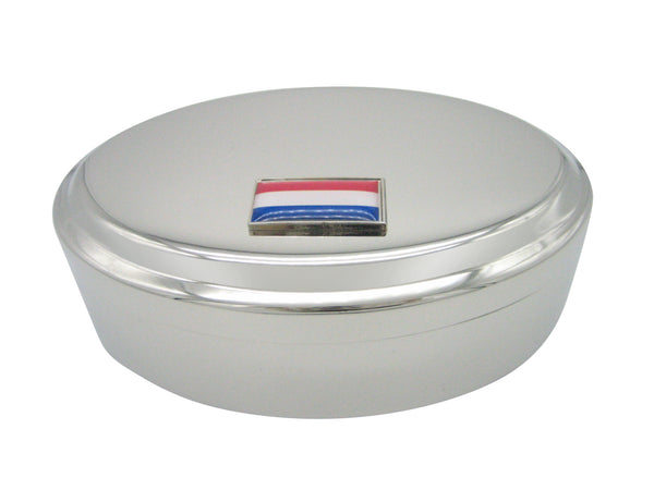 Thin Bordered Netherland Flag Pendant Oval Trinket Jewelry Box