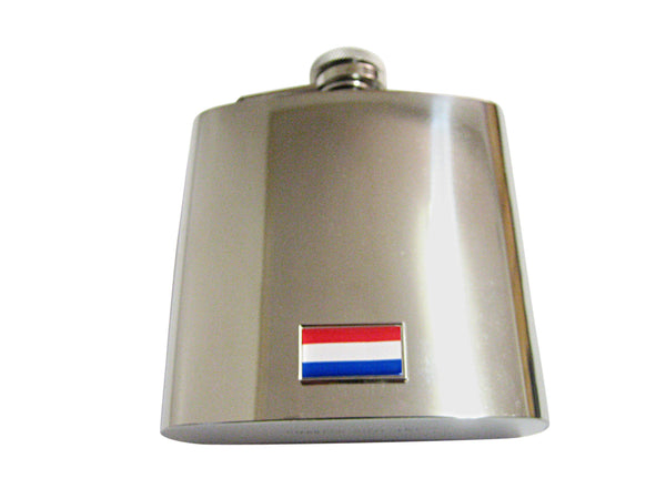 Thin Bordered Netherlands Flag Pendant 6 Oz. Stainless Steel Flask