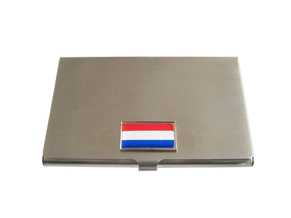 Thin Bordered Netherlands Flag Pendant Business Card Holder