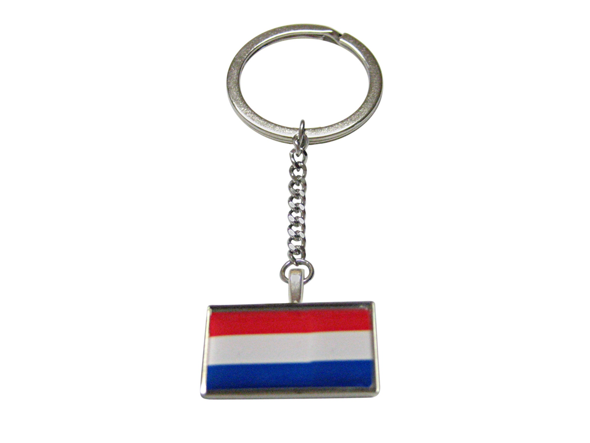 Thin Bordered Netherlands Flag Pendant Keychain
