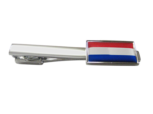 Thin Bordered Netherlands Flag Pendant Square Tie Clip