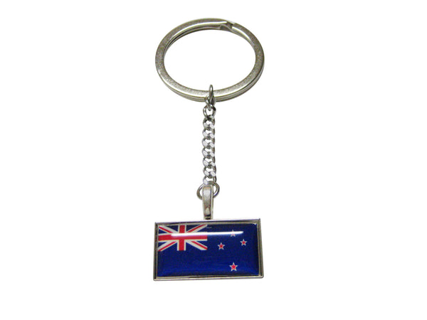 Thin Bordered New Zealand Flag Pendant Keychain
