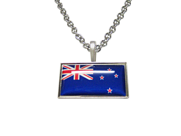 Thin Bordered New Zealand Flag Pendant Necklace