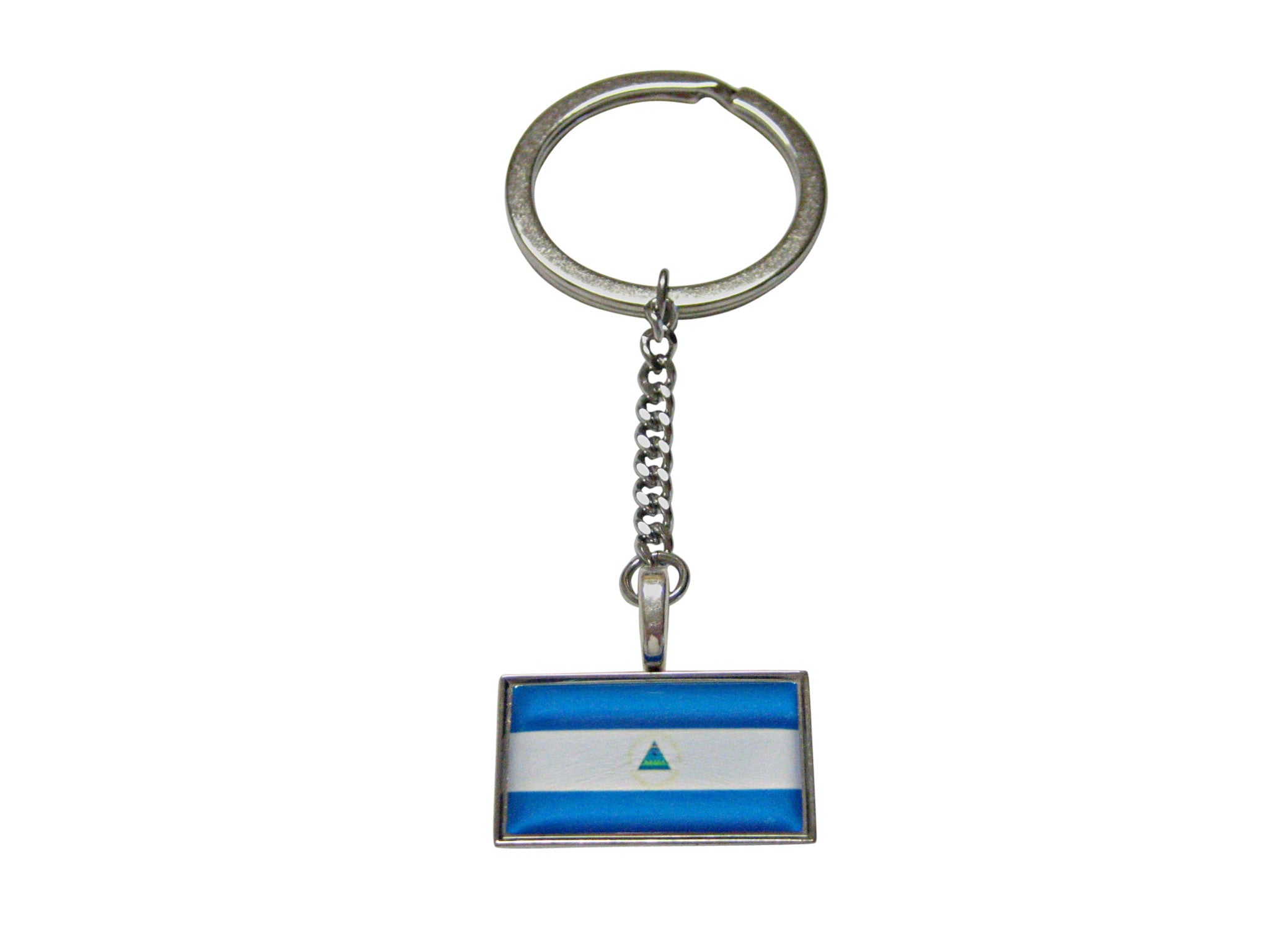 Thin Bordered Nicaragua Flag Pendant Keychain
