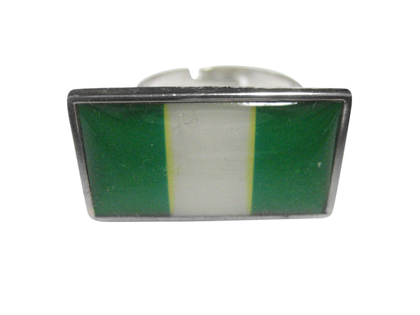 Thin Bordered Nigeria Flag Adjustable Size Fashion Ring