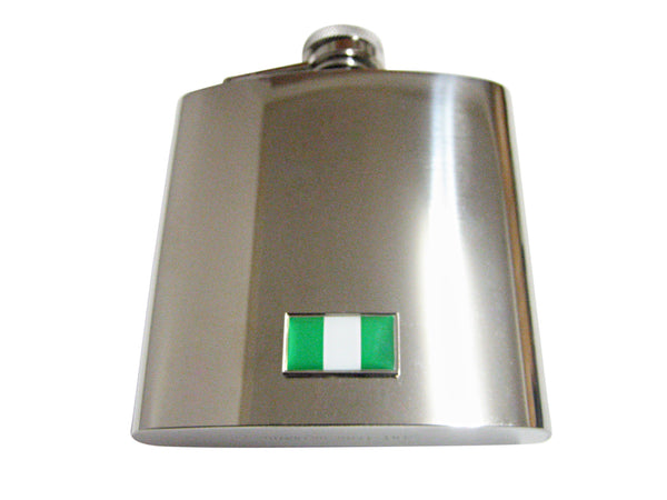 Thin Bordered Nigeria Flag Pendant 6 Oz. Stainless Steel Flask