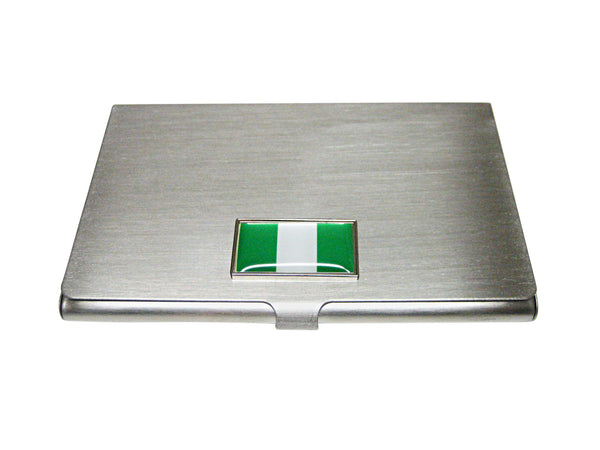 Thin Bordered Nigeria Flag Pendant Business Card Holder