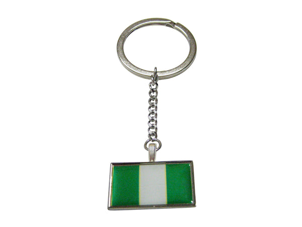 Thin Bordered Nigeria Flag Pendant Keychain