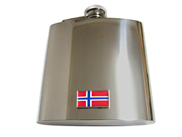 Thin Bordered Norway Flag Pendant 6 Oz. Stainless Steel Flask